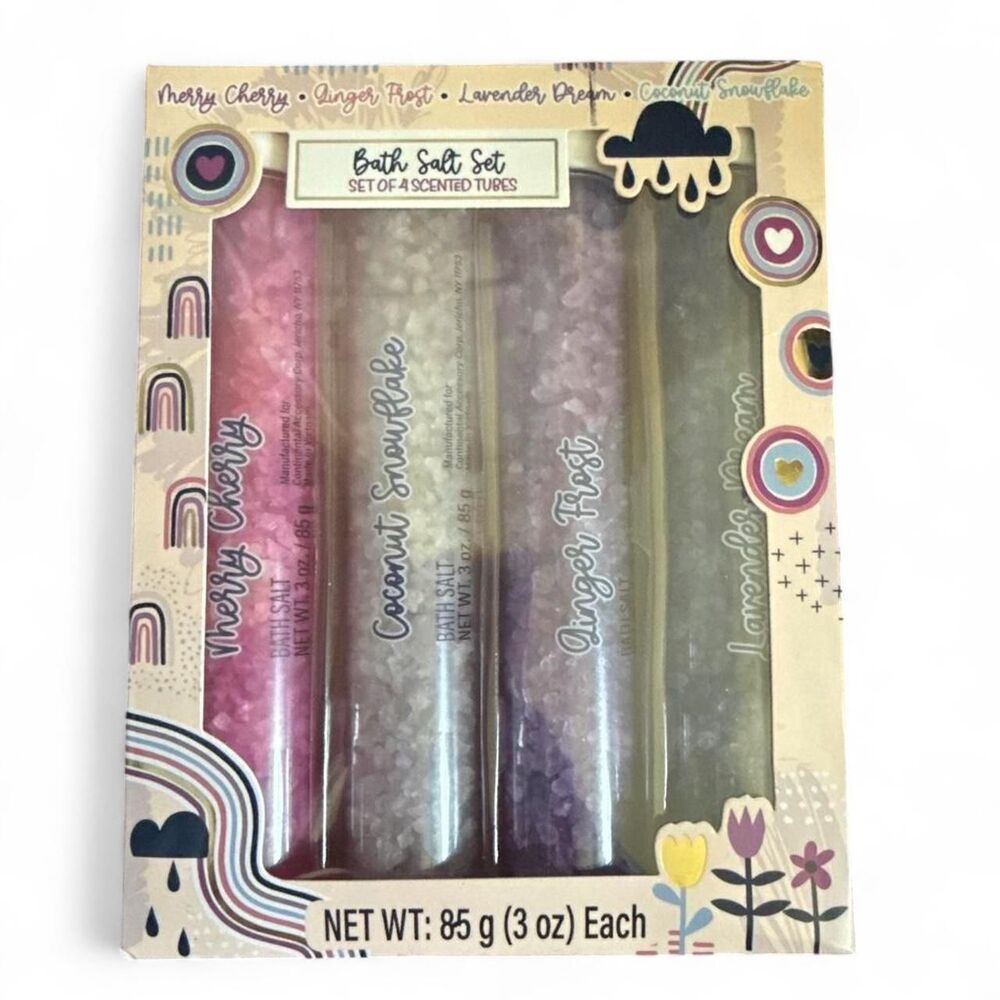 NWT 4-Piece Scented Bath Salts Gift Set